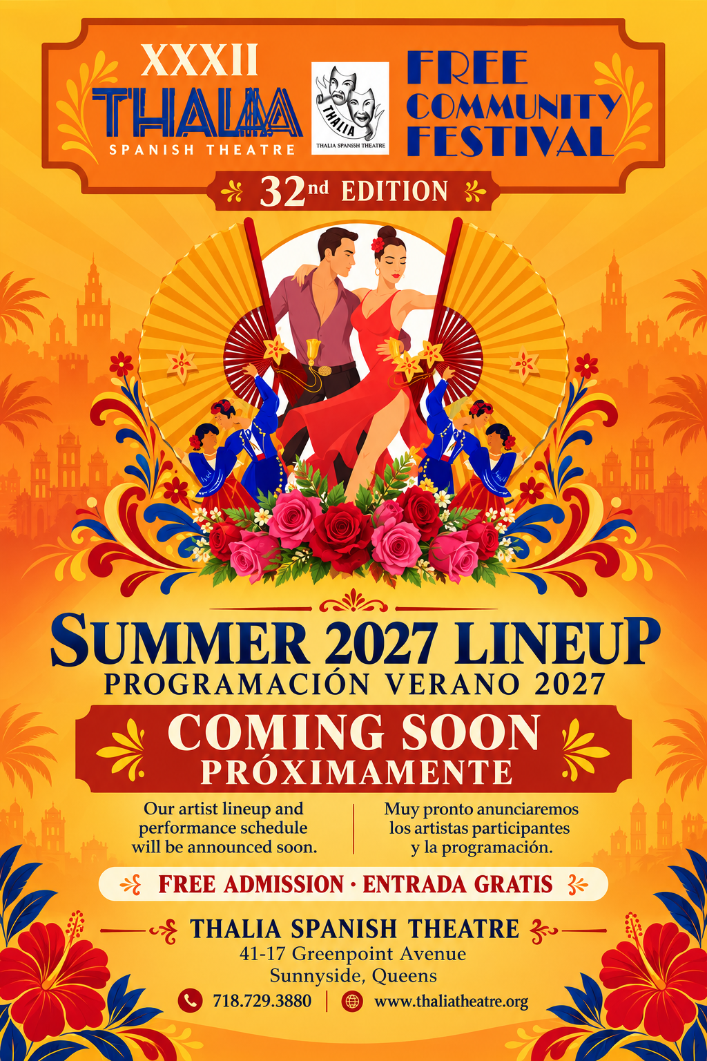 XXXII Free Thalia Community Festival Poster - Summer 2027 Coming Soon